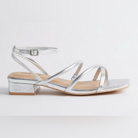 Strappy Silver Wide Width Torrid Micro Kitten Heel Sandal - Picture 2 of 6
